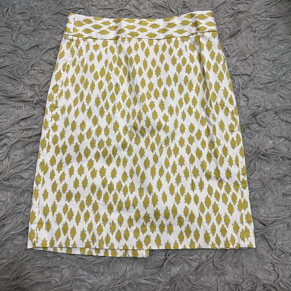 J. Crew Green/White Pencil Skirt Knee-Length